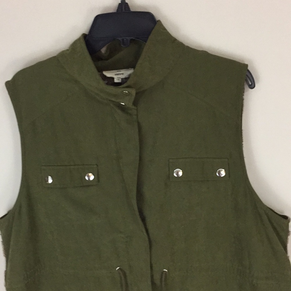 Entro Olive Green Utility Vest  Wool Blend Southwestern Aztec Back Size 1X - Picture 3 of 11